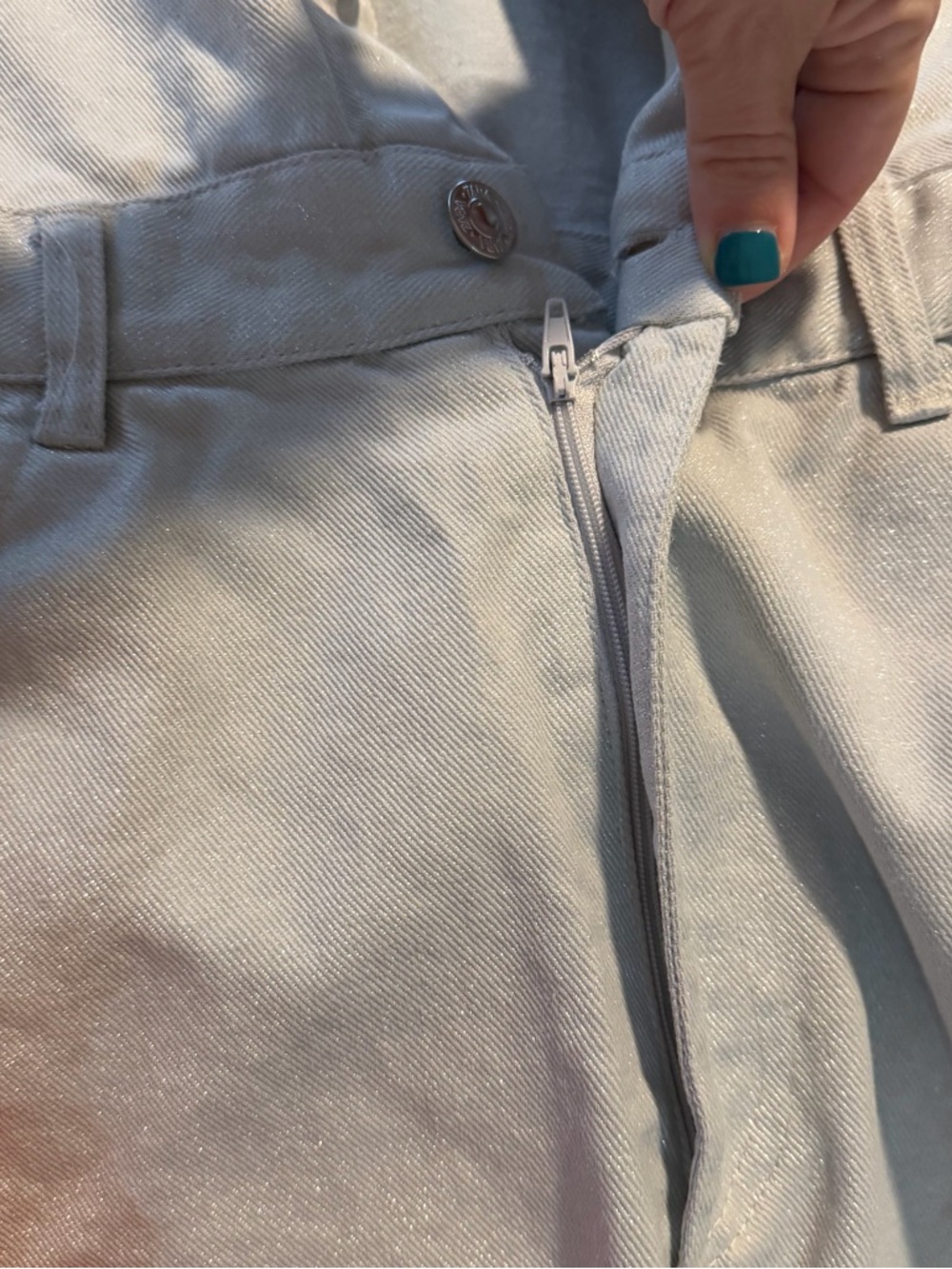 ZARA Silver Glittery Short Sleeve Denim Romper Size M - Picture 3 of 6